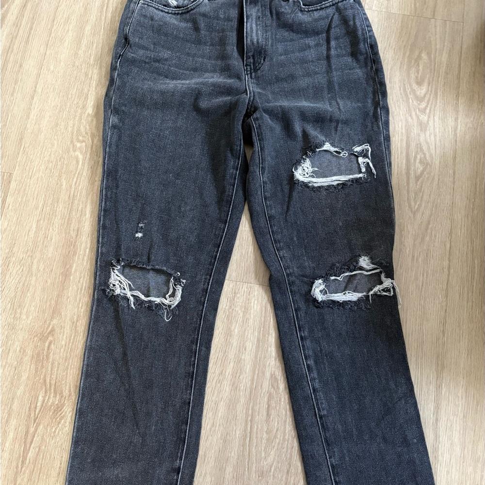 PacSun Black Straight Leg Distressed Jeans